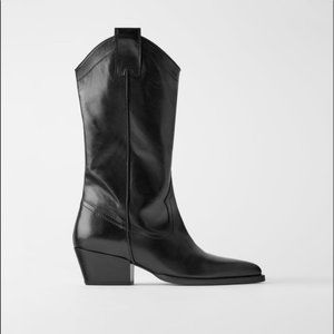 Zara soft leather cowboy boots